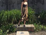 Outdoor Trying Out Her New Bodysuit