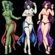 Gamora, Domino And Psylocke Belly Dancer