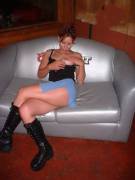 Girl Showing Some Leg And One Tit