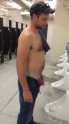 Shirtless At The Urinal