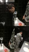 Military Guy Taking A Piss