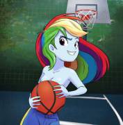 Rainbow Dash Is Always Up For A Game Of Shirts V. Skins (Artist: Lamar_Bone)