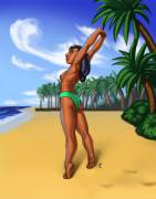 Nani Stretching On The Beach (Jp15Comm) [Lilo And Stitch]