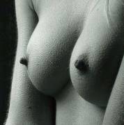 B/W Image Of A Nice Pair Of Breasts With Sweet Fuzzy Nipple Erections. [X-Post /R/Nipples]