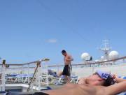 Wife Laying Out Topless.