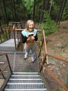 Stairway To Flashing Her Tits