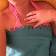 Revealing Her Boob And Sensually Tweaking Her Nipple [Gif]