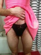 Black Thong And A Hot Pink Dress