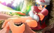 Pokemon's Dawn Reluctant Footjob With Pink Toes