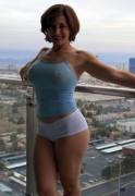 Hot Curvy Mom Posing On Balcony
