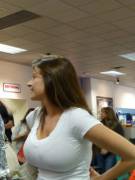 This Mom's Huge Melons In White Top