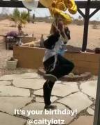 Caity Lotz Doing The Canary Twerk