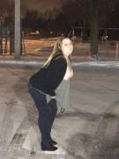 (F) Sexy Chubby Blonde Dumps Her Big Boobs Out In Public