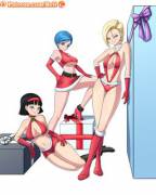 Bulma, 18 And Videl In Christmas Outfits