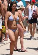 Chubby Girl Shows Off Her Tiny Bikini On A Crowded Beach