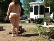 Wide Ass Stuffed Into Some Tiny Bikini Bottoms