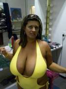 Candid Of Maria Moore In A Yellow One Piece