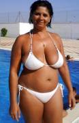 Big Tan Tits Look Best In A Simple White Bikini