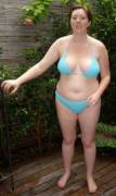 Chubby Ginger In A Small Blue Bikini