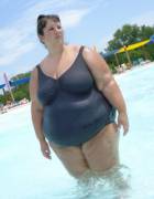 Big Belly In A Tight One Piece