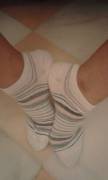 White Ankle Socks With Stripes