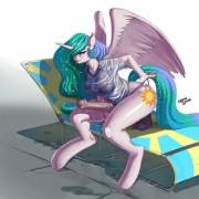 Mlp, Celestia Masturbating Poolside