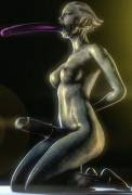 Mass Effect, Liara With A Dildo Strapped To Her Face