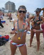 Spring Breaker With Pierced Nipples, A Beer And A Condom! She’s Ready To Go!