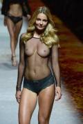 Eniko Mihalik See Through Top On The Runway