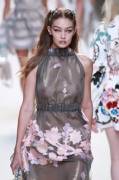 Gigi Hadid Braless Walk In Fendi Show [Aic]