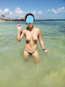 [F]Irst Time For Me Topless In Public!