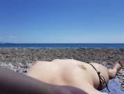 Wife Enjoying A European Non-Nude Beach [F]