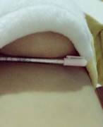 Fluffy Underboob Holding Pink Pen