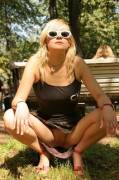 Hot Blonde No Panties Pussy Upskirt In Public As Seen On Http://Pussypics.online/
