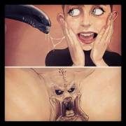 Confusing Alien Vs. Predator. (Artwork By Luis Quiles)