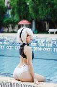 [Self] My 2B Swimsuit Cosplay