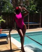 Big Black Ass In A Pink Swimsuit