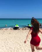 Korean Hottie Frolicking On The Beach...