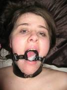Collared And Ring Gagged Amateur Gets A Mouthful