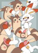 Scorbunny And Furret [Mf] (Slimefur)
