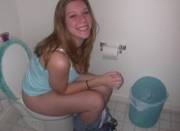 Her Top Fits The Trash Can