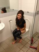 Brunette Hottie With Her Pants Down To Pee