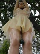 Bound And Hanging With An Inflatable Dildo In Her Pussy