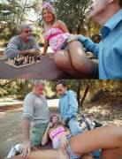 Young Slut Takes On 2 Old Fucks