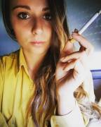 Brunette Holding Close-Up