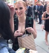 Jessica Chastain Making Sure To Display Her Tittes