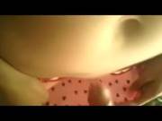 He Jerks Into Her Pink Heart Panties