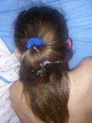 Came On Her Silky Ponytail