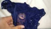 Blue Lacy Panties Round 2 - Cut A Hole And Put My Dick Through The Lace And Fabric