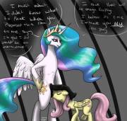 Futalestia And Fluttershy [Celestia X Fluttershy, Futanari, 3 Pages]